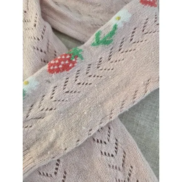 Mini Boden Pink Strawberry Cardigan Sweater - Picture 6 of 8